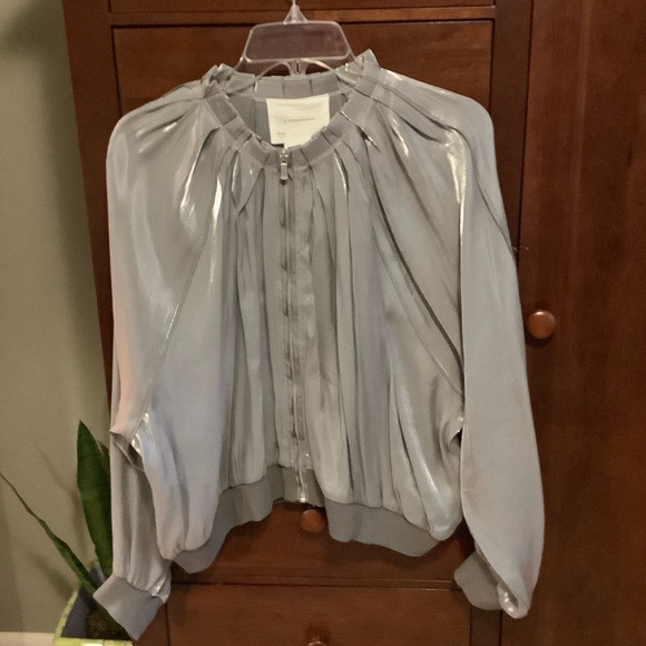 Anthropologie Silver Bomber Jacket - Picture 1 of 4